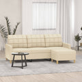 vidaXL Sofa 3-osobowa, kremowa, 180 cm, tapicerowana tkaniną