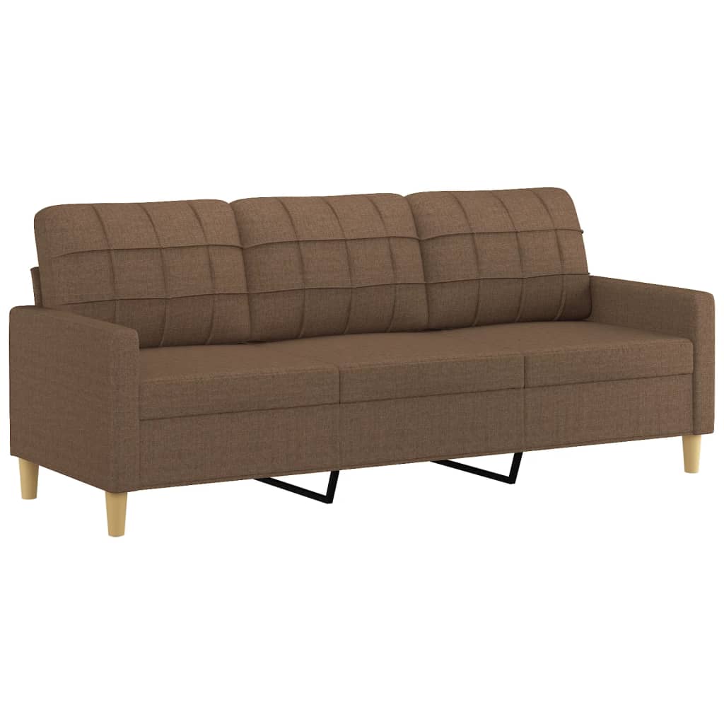 vidaXL 3-osobowa sofa z podnóżkiem, brązowy, 180 cm, tkaniną