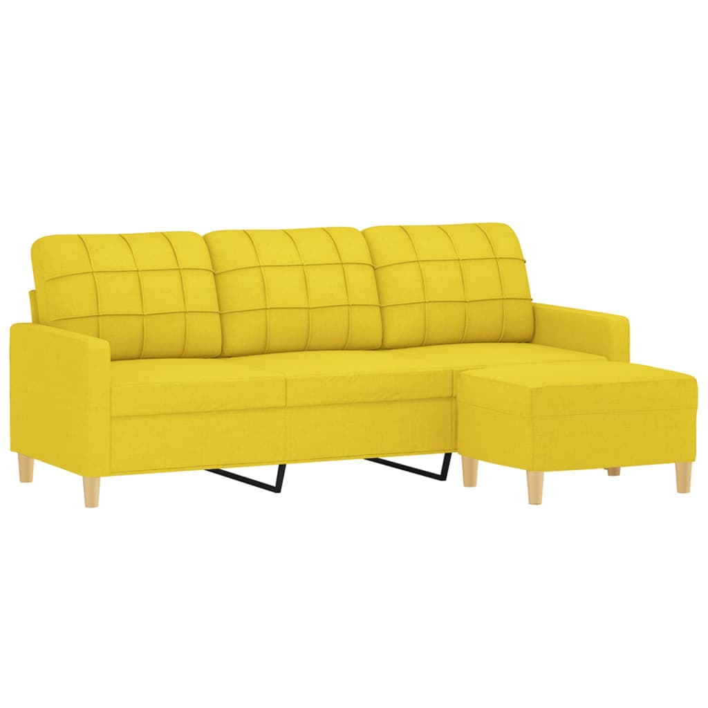 vidaXL 3-osobowa sofa z podnóżkiem, jasnożółty, 180 cm, tkaniną
