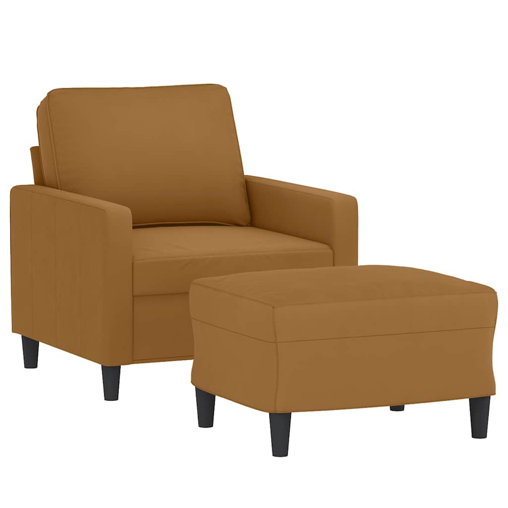 vidaXL Fotel z podnóżkiem, brązowy, 60 cm, obity aksamit
