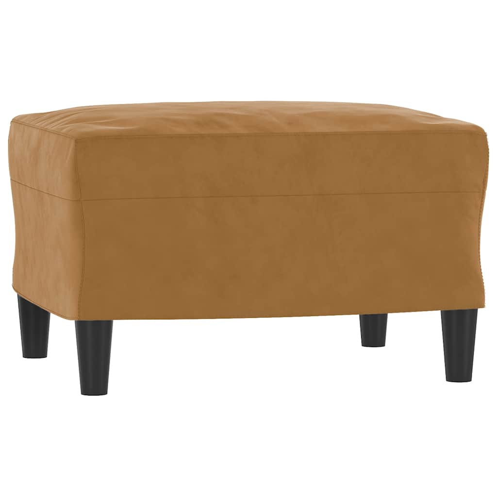 vidaXL Fotel z podnóżkiem, brązowy, 60 cm, obity aksamit