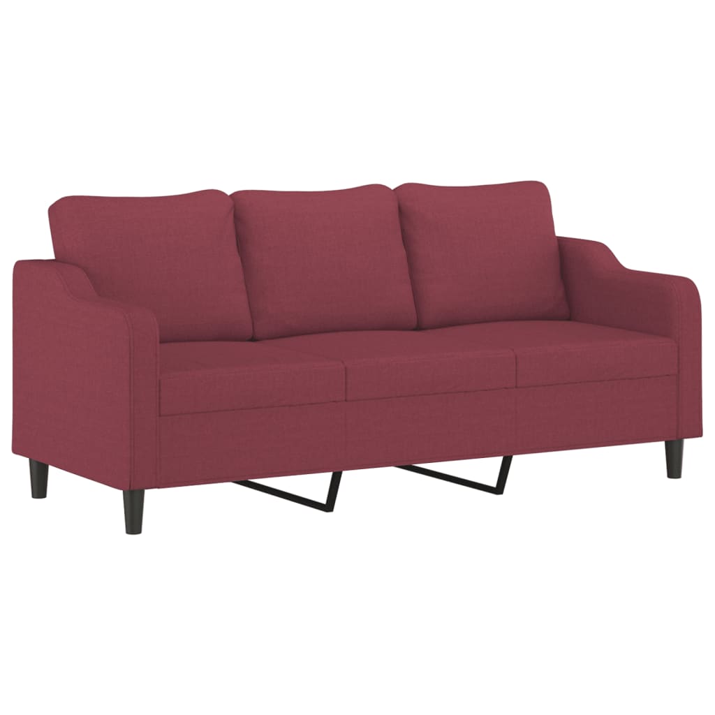 vidaXL 3-osobowa sofa z podnóżkiem winna czerwień 180 cm, tkaniną