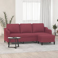 vidaXL 3-osobowa sofa z podnóżkiem winna czerwień 180 cm, tkaniną