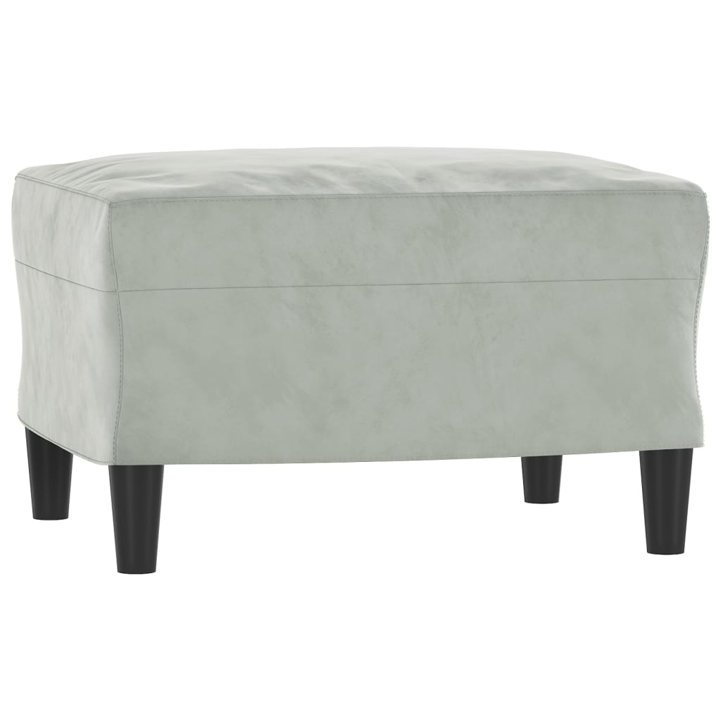 vidaXL 3-osobowa sofa z podnóżkiem, jasnoszara, 180 cm, aksamit