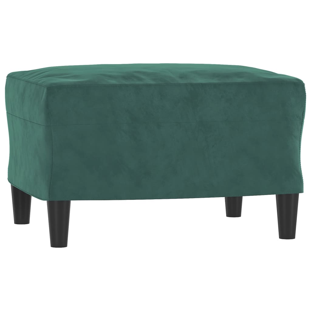 vidaXL 3-osobowa sofa z podnóżkiem, ciemnozielony, 180 cm, aksamit
