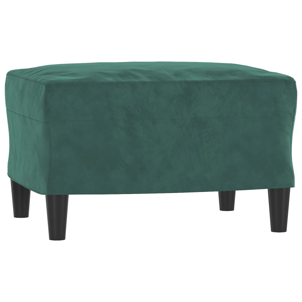 vidaXL Fotel z podnóżkiem, ciemnozielony, 60 cm, obity aksamitem