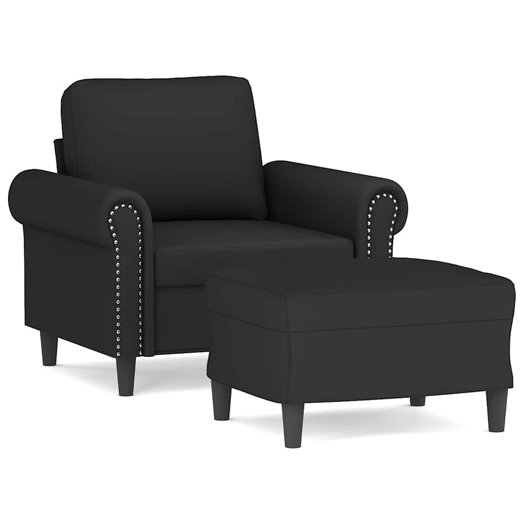 vidaXL Fotel z podnóżkiem, czarny, 60 cm, obity aksamit
