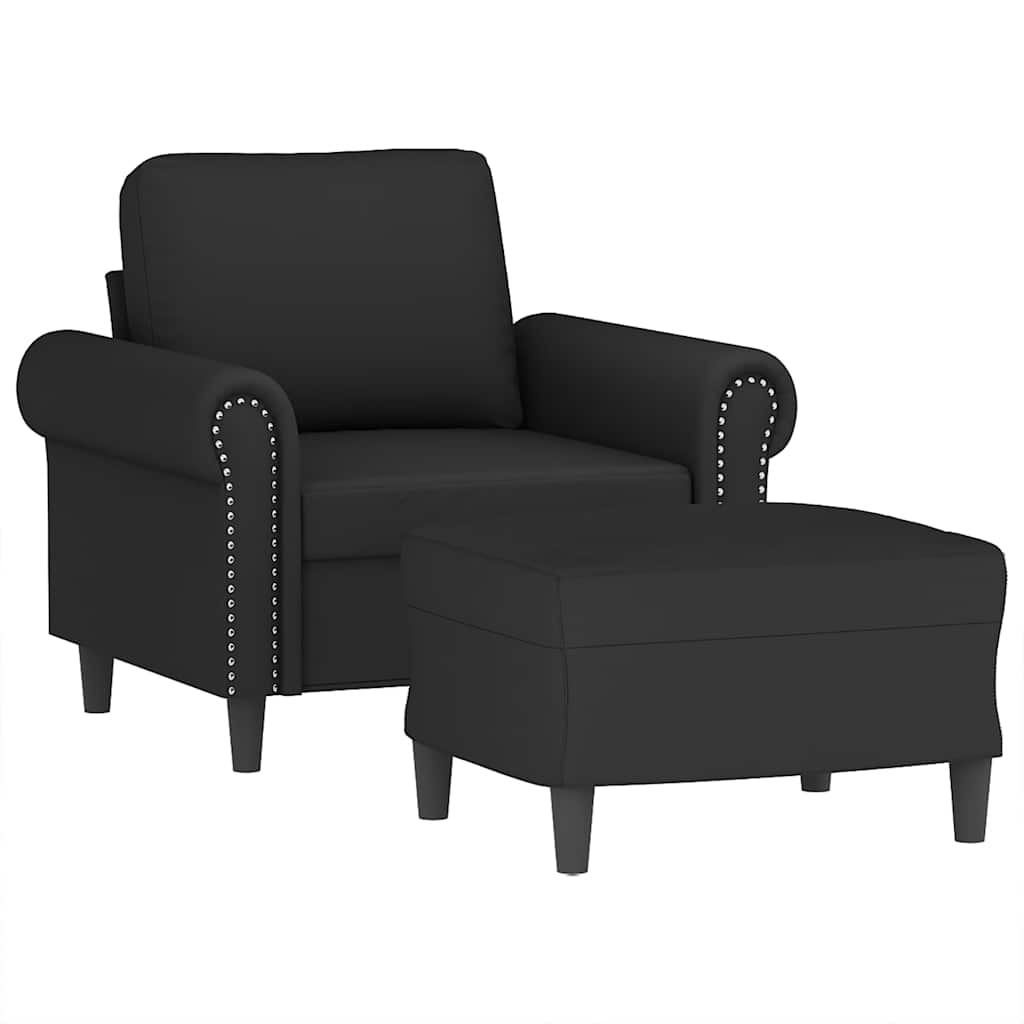 vidaXL Fotel z podnóżkiem, czarny, 60 cm, obity aksamit