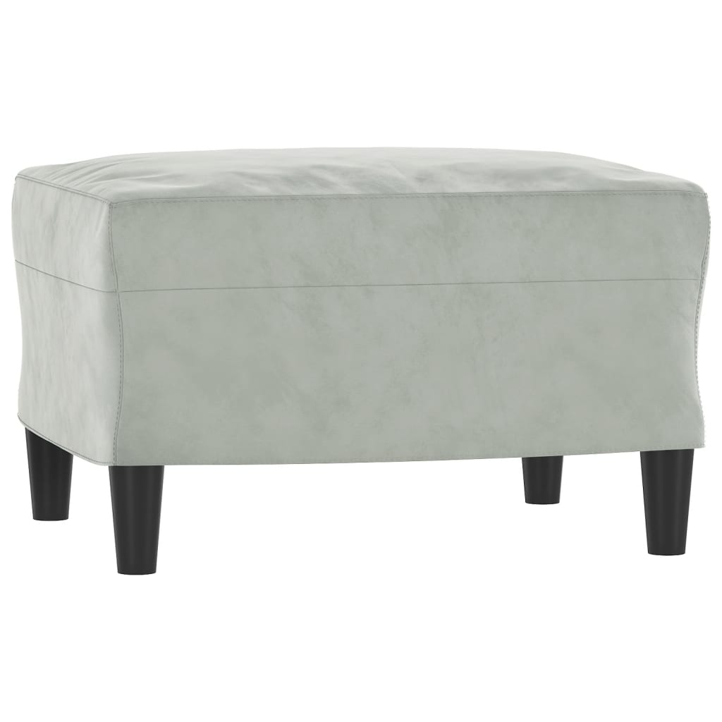 vidaXL 3-osobowa sofa z podnóżkiem, jasnoszara, 180 cm, aksamit