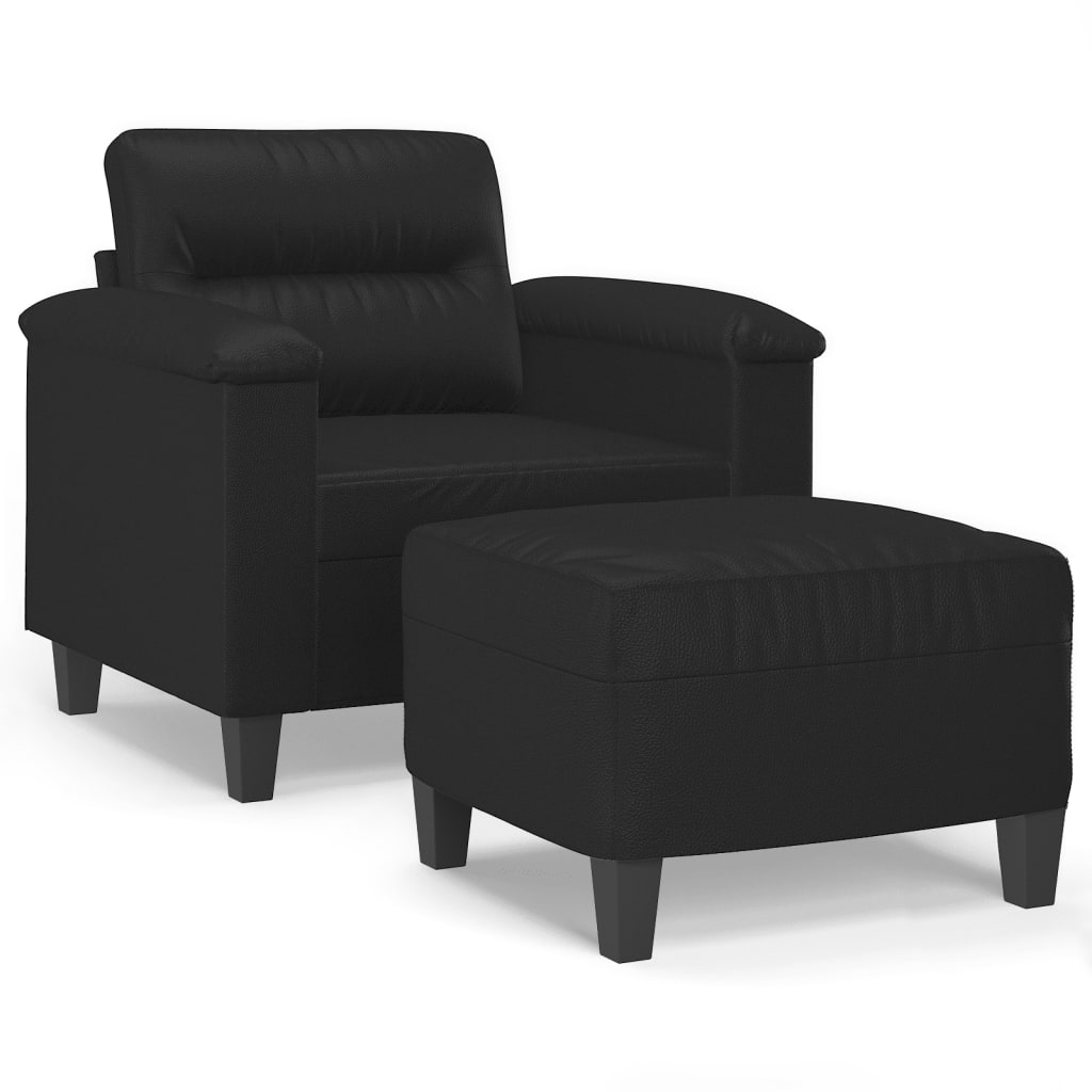 vidaXL Fotel z podnóżkiem, czarny, 60 cm, sztuczna skóra