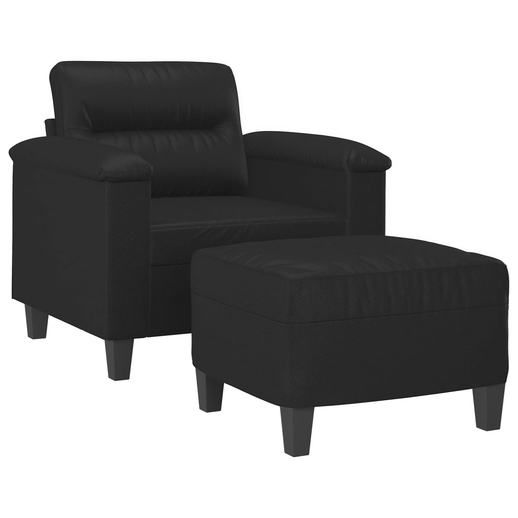 vidaXL Fotel z podnóżkiem, czarny, 60 cm, sztuczna skóra