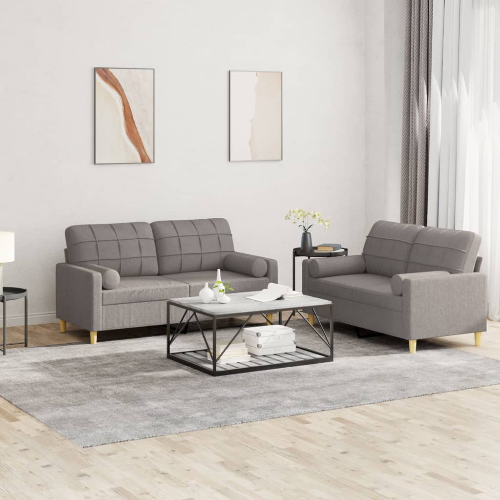 vidaXL 2-cz. komplet wypoczynkowy z poduszkami, taupe, tkanina