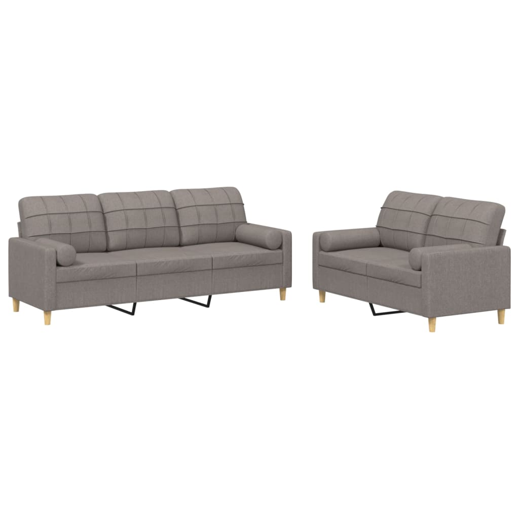 vidaXL 2-cz. komplet wypoczynkowy z poduszkami, taupe, tkanina