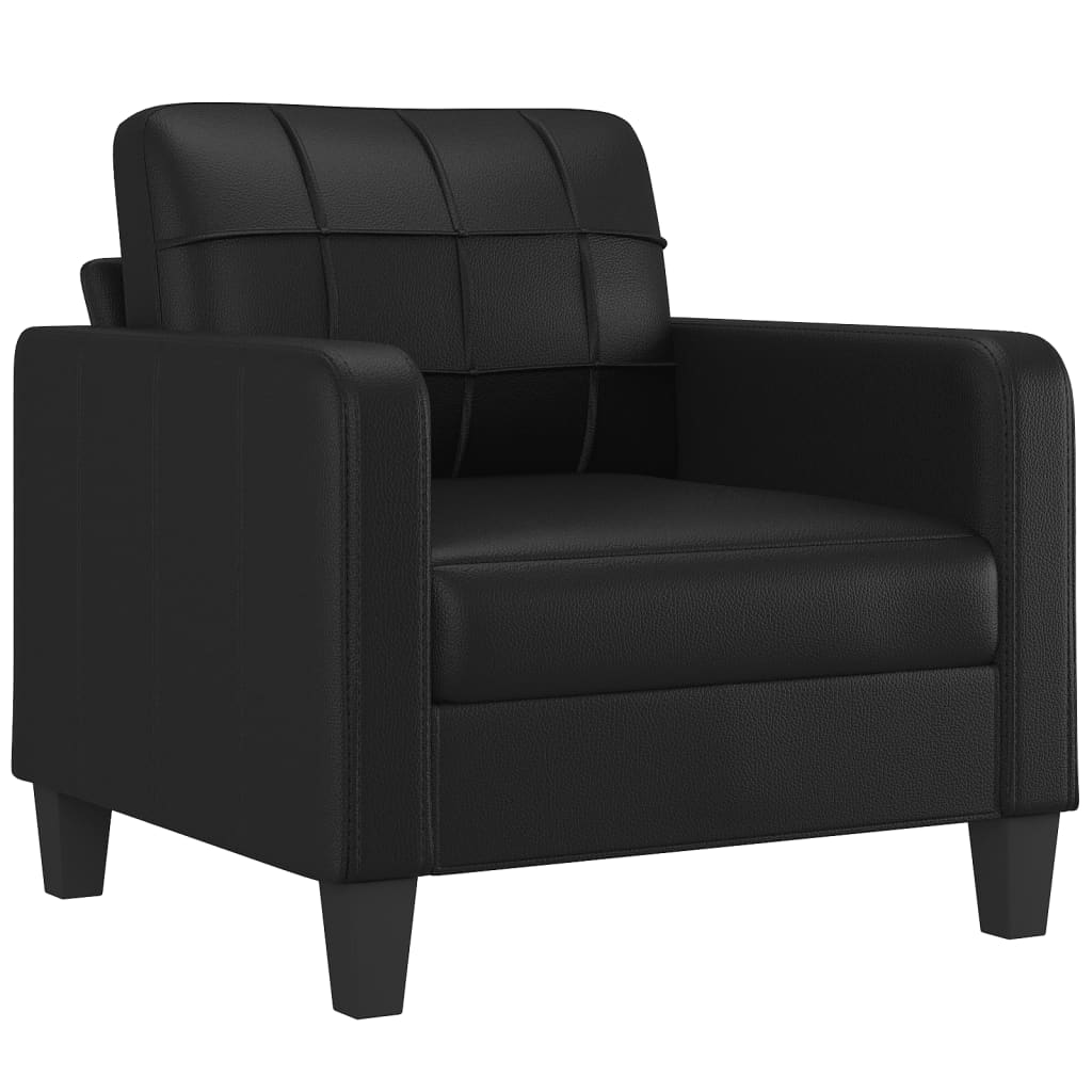 vidaXL 4-osobowa sofa z poduszkami, czarna, sztuczna skóra