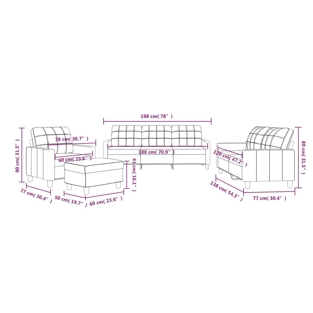 vidaXL 4-osobowa sofa z poduszkami, kremowa, sztuczna skóra