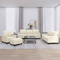 vidaXL 4-osobowa sofa z poduszkami, kremowa, sztuczna skóra