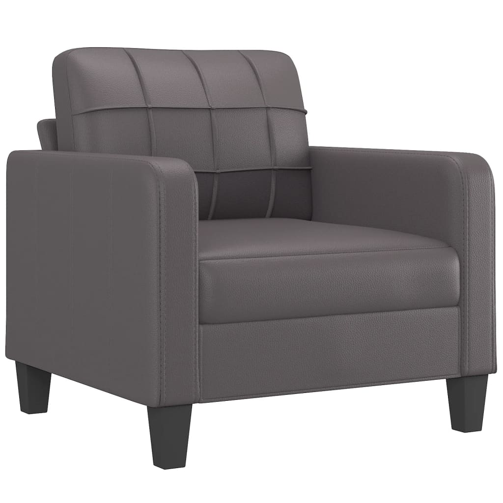 vidaXL 4-cz. zestaw wypoczynkowy z poduszkami, szary, sztuczna skóra