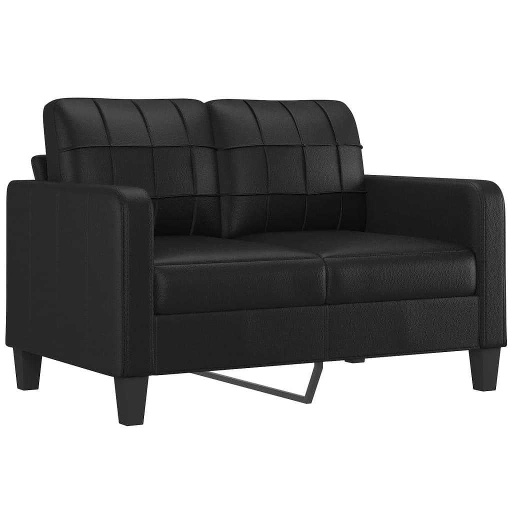 vidaXL 2-osobowa sofa z poduszkami, czarna, sztuczna skóra