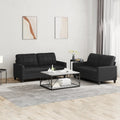 vidaXL 2-osobowa sofa z poduszkami, czarna, sztuczna skóra