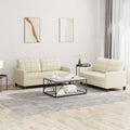 vidaXL 2-osobowa sofa z poduszkami, kremowa, sztuczna skóra