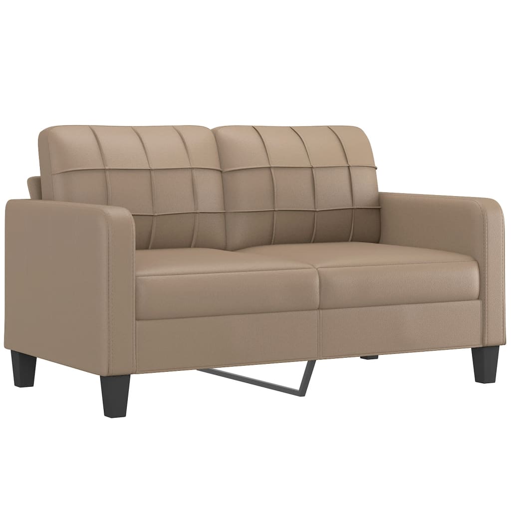vidaXL 2-osobowa sofa z poduszkami, cappuccino, sztuczna skóra