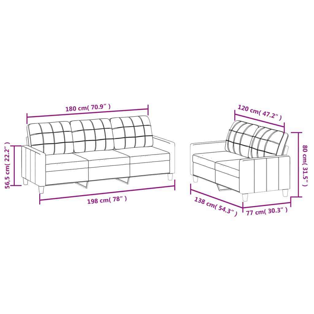 vidaXL 2-osobowa sofa z poduszkami, czarna, sztuczna skóra