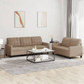 vidaXL 2-osobowa sofa z poduszkami, cappuccino, sztuczna skóra