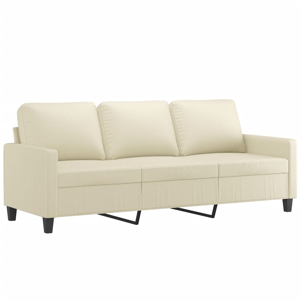 vidaXL 3-cz. zestaw sof z poduszkami, kremowa, sztuczna skóra