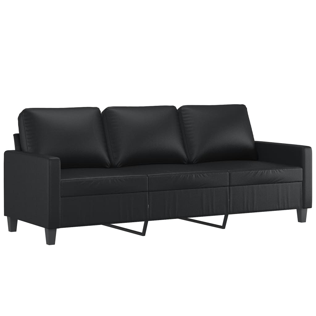 vidaXL 4-osobowa sofa z poduszkami, czarna, sztuczna skóra