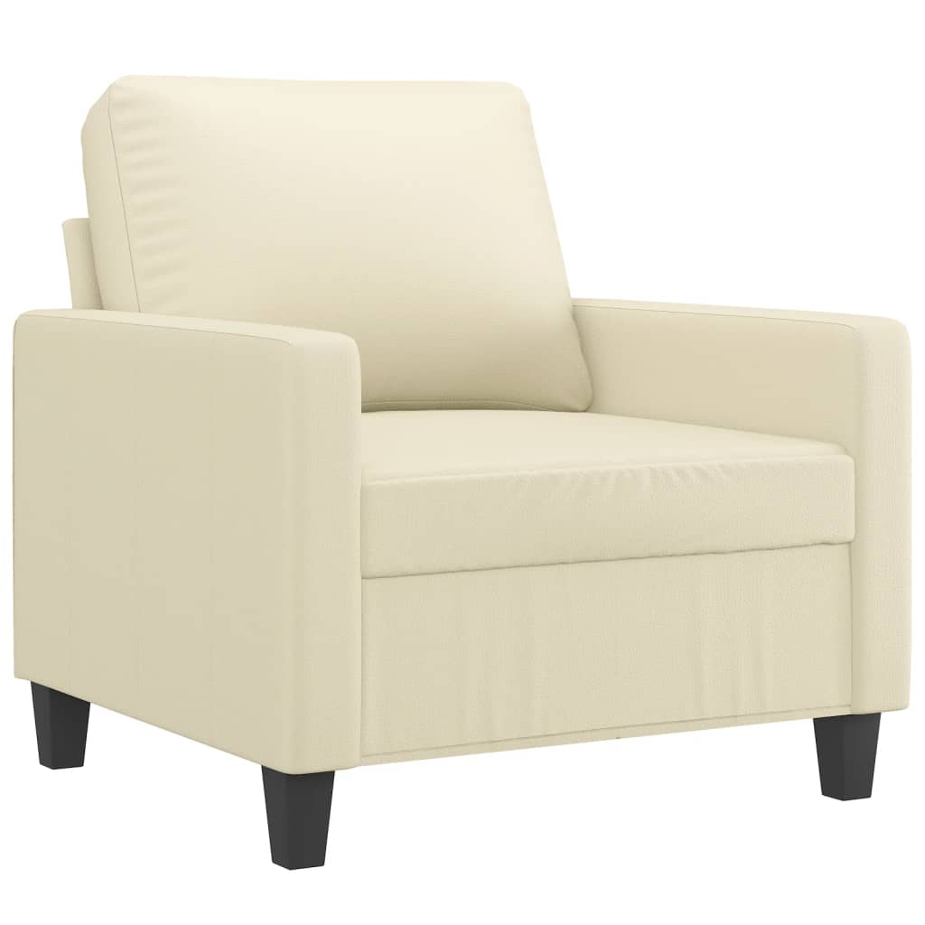 vidaXL 4-osobowa sofa z poduszkami, kremowa, sztuczna skóra