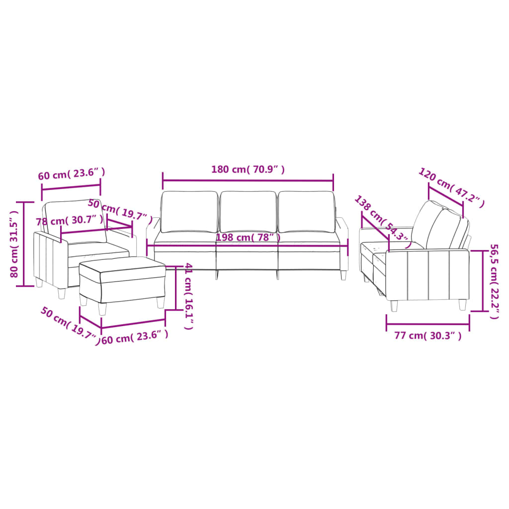 vidaXL 4-osobowa sofa z poduszkami, kremowa, sztuczna skóra