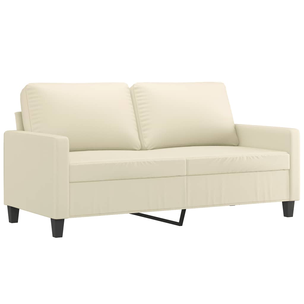 vidaXL 2-osobowa sofa z poduszkami, kremowa, sztuczna skóra