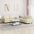 vidaXL 2-osobowa sofa z poduszkami, kremowa, sztuczna skóra