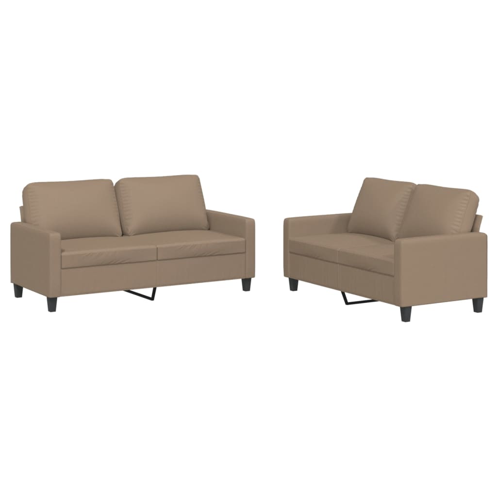 vidaXL 2-osobowa sofa z poduszkami, cappuccino, sztuczna skóra