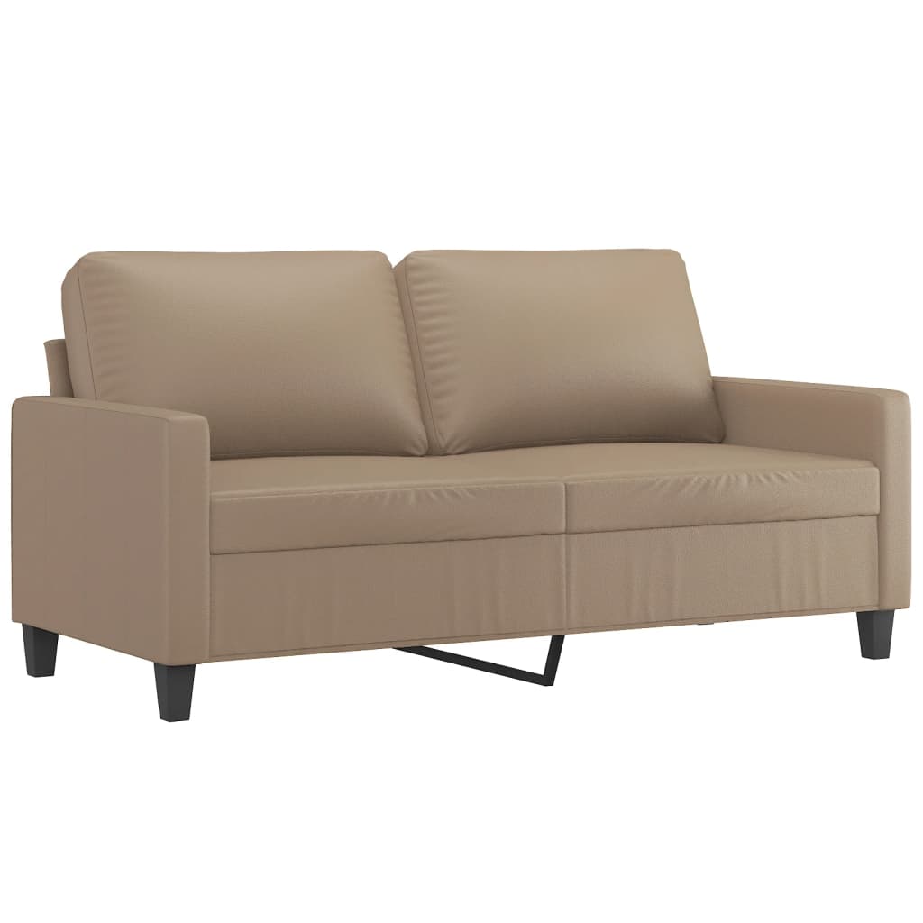 vidaXL 2-osobowa sofa z poduszkami, cappuccino, sztuczna skóra