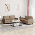 vidaXL 2-osobowa sofa z poduszkami, cappuccino, sztuczna skóra