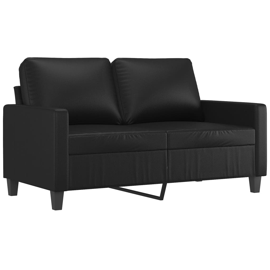 vidaXL 2-osobowa sofa z poduszkami, czarna, sztuczna skóra
