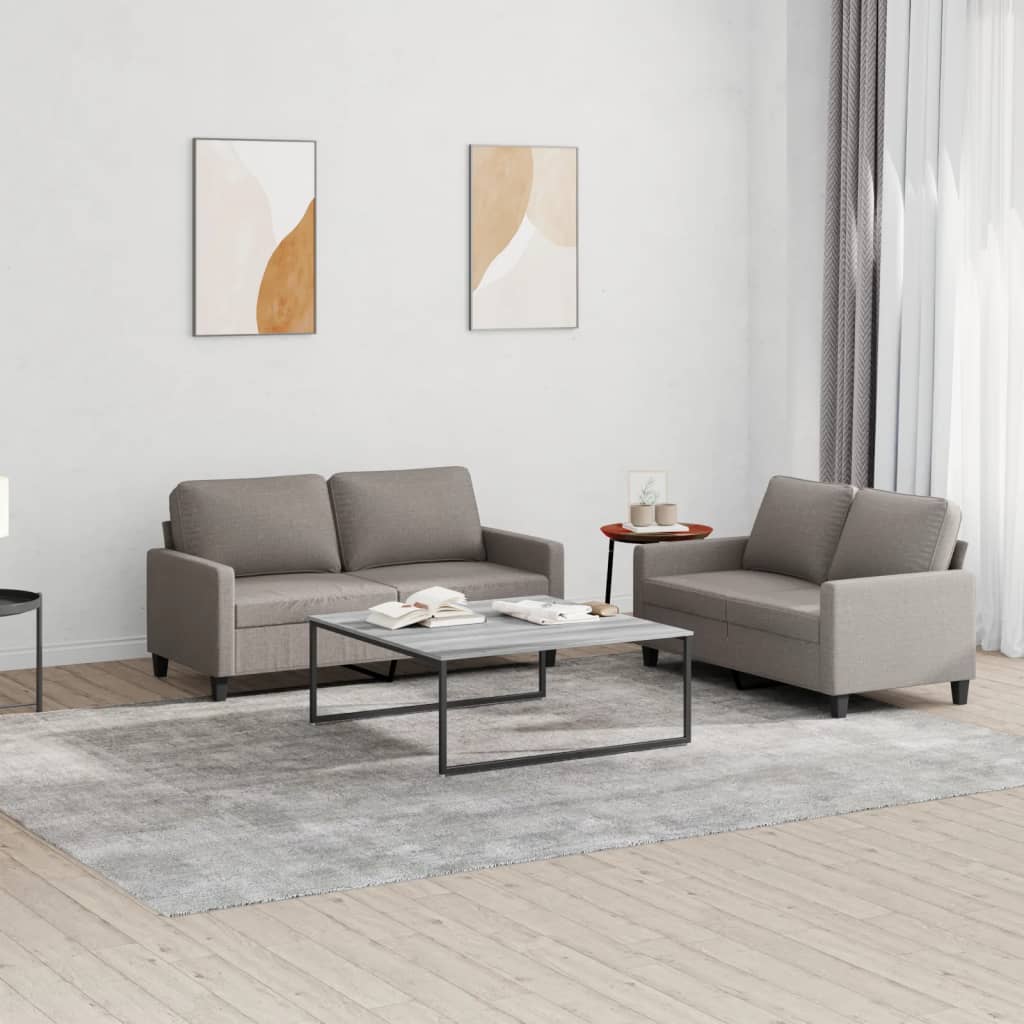 vidaXL 2-częściowy komplet wypoczynkowy z poduszkami, taupe, tkanina