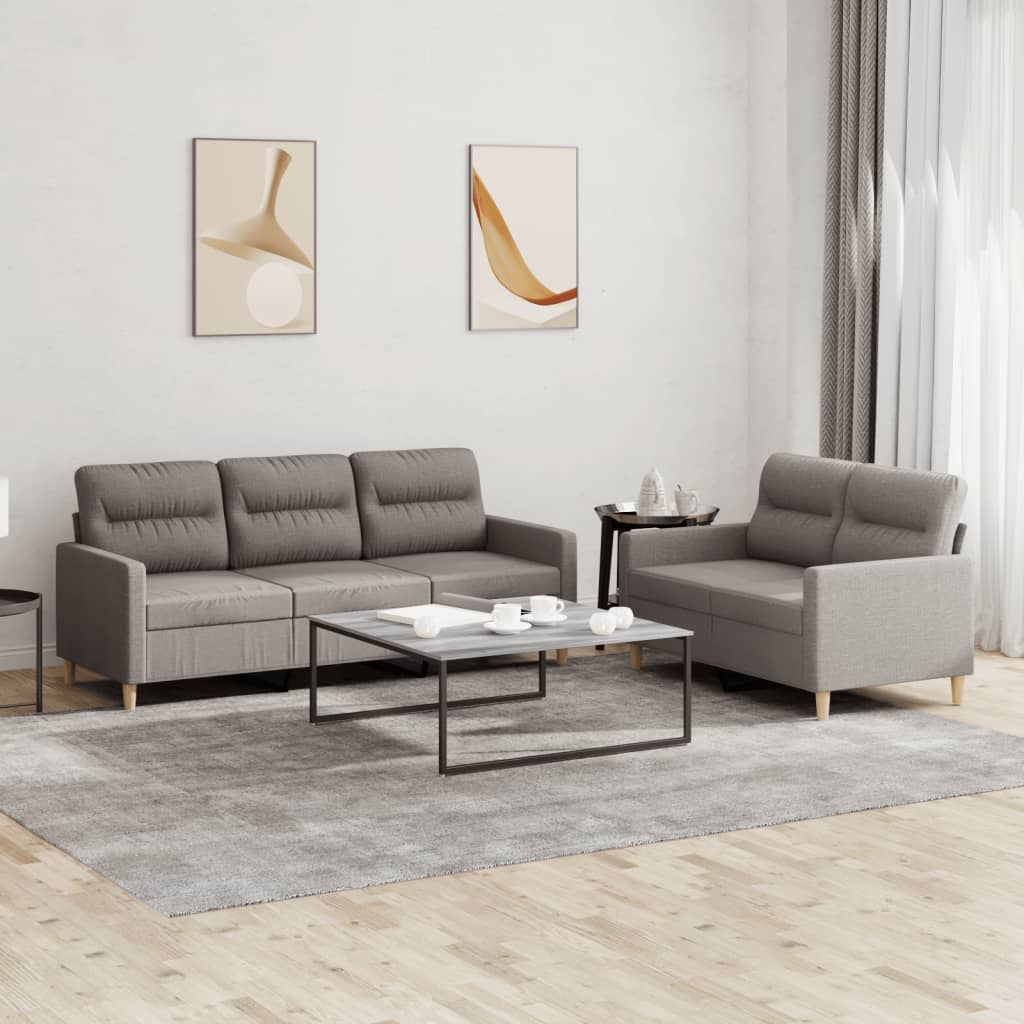 vidaXL 2-częściowy komplet wypoczynkowy z poduszkami, taupe, tkanina