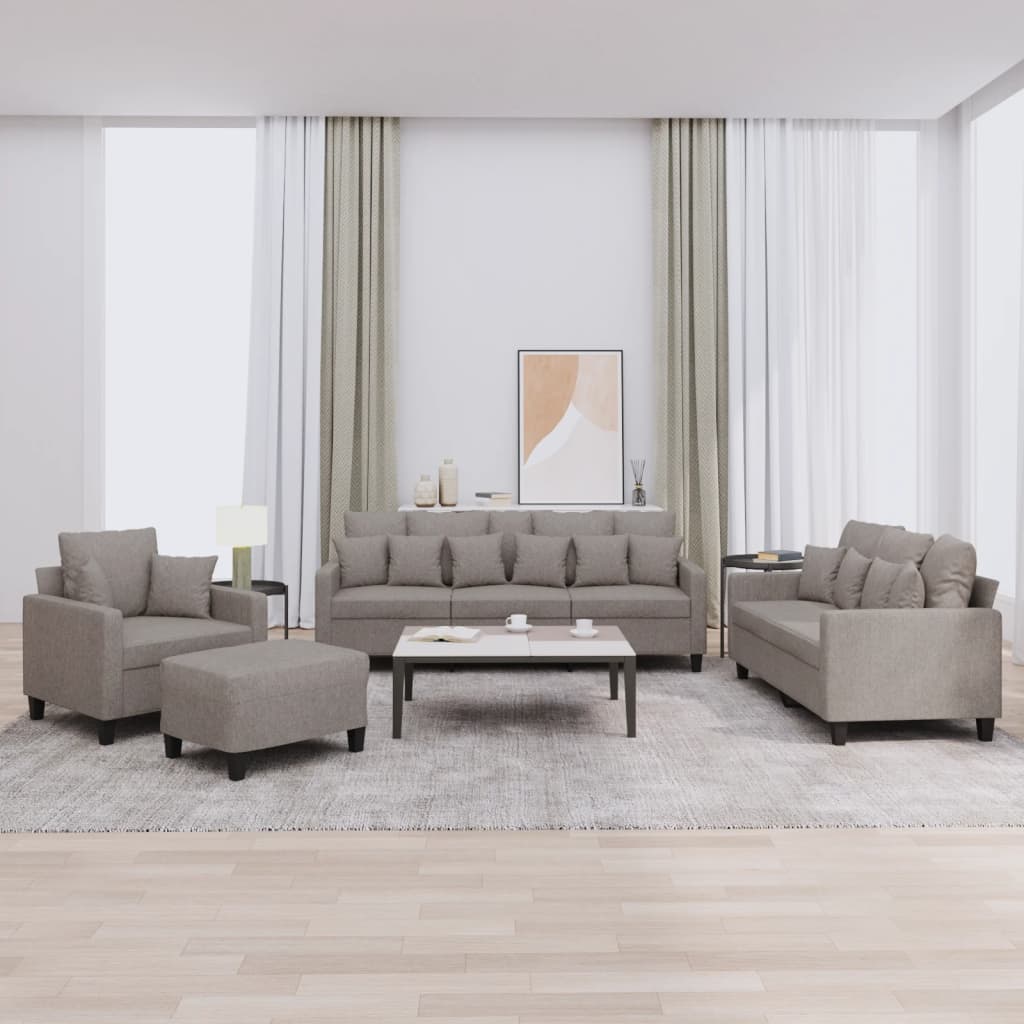 vidaXL 4-cz. komplet wypoczynkowy z poduszkami, taupe, tkanina