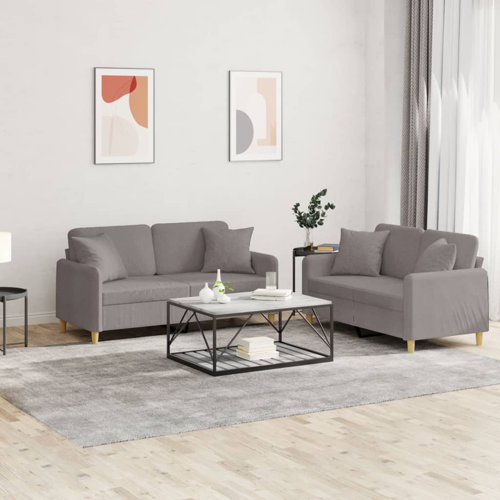 vidaXL 2-cz. komplet wypoczynkowy z poduszkami, taupe, tkanina