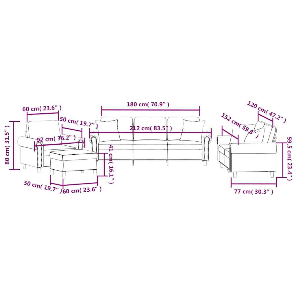 vidaXL 4-cz. komplet wypoczynkowy z poduszkami, brązowy, aksamit