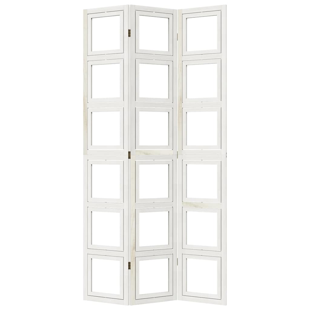 vidaXL Parawan pokojowy, 3-panelowy, biały, lite drewno paulowni