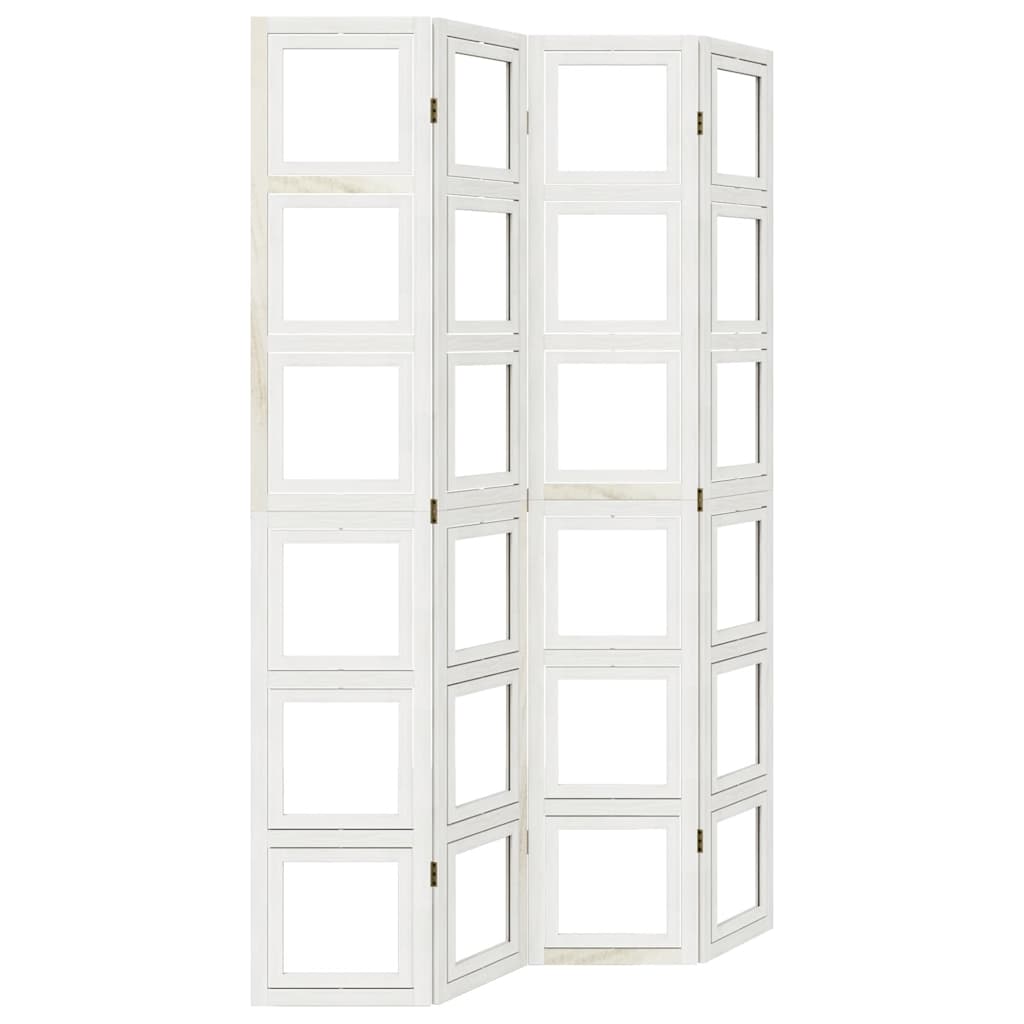 vidaXL Parawan pokojowy, 4-panelowy, biały, lite drewno paulowni