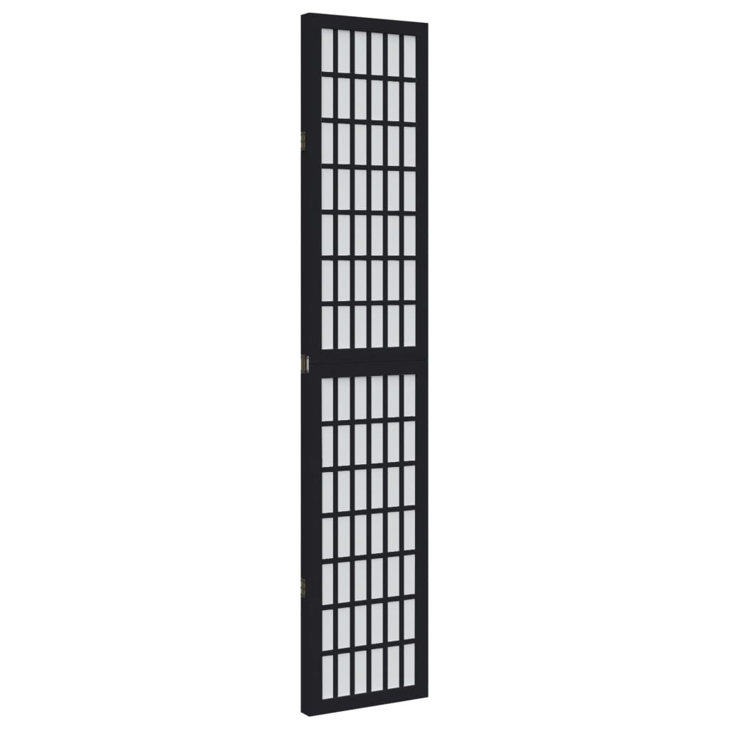 vidaXL Parawan pokojowy, 3-panelowy, czarny, lite drewno paulowni