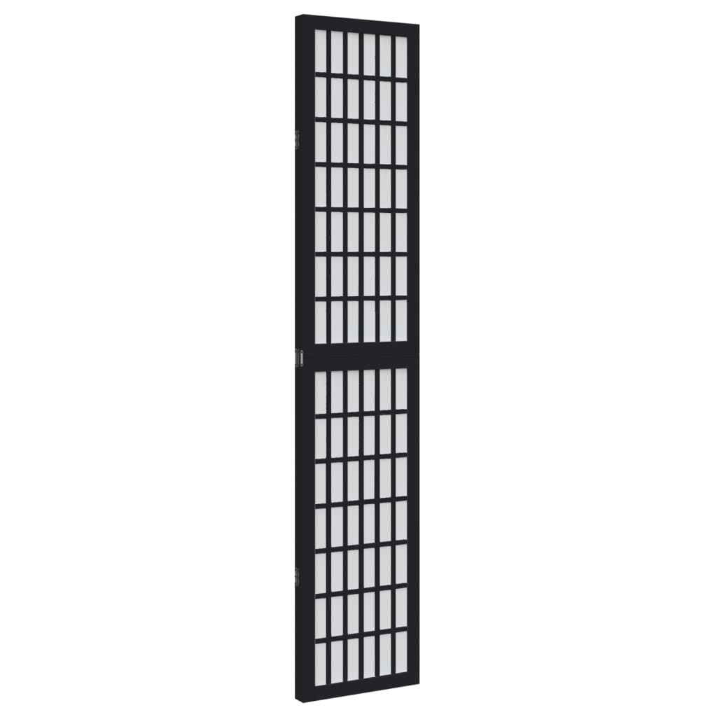 vidaXL Parawan pokojowy, 3-panelowy, czarny, lite drewno paulowni