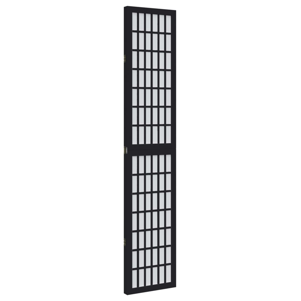 vidaXL Parawan pokojowy, 3-panelowy, czarny, lite drewno paulowni