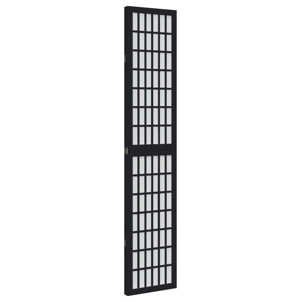 vidaXL Parawan pokojowy, 3-panelowy, czarny, lite drewno paulowni