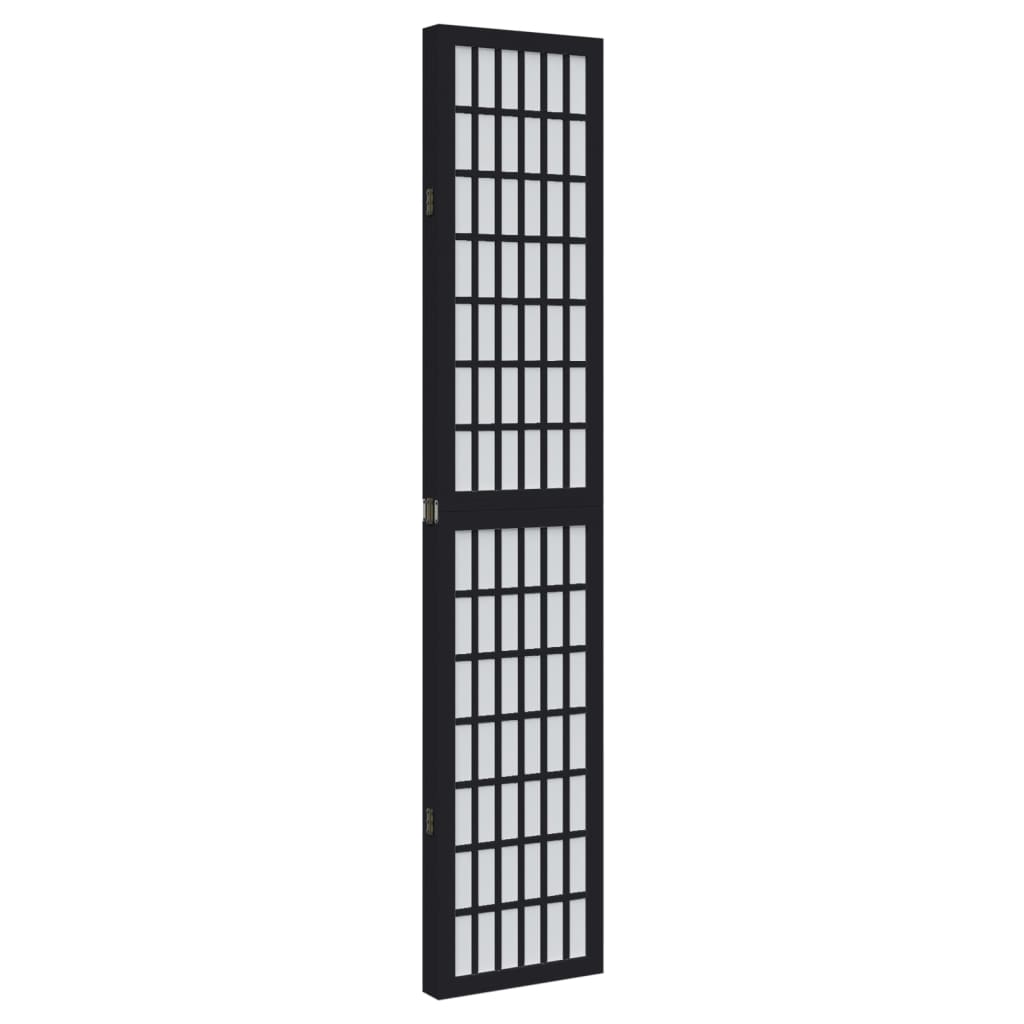 vidaXL Parawan pokojowy, 4-panelowy, czarny, lite drewno paulowni