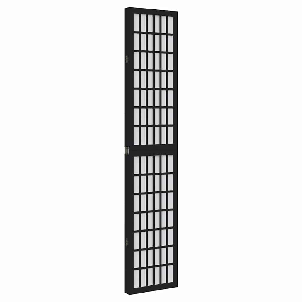vidaXL Parawan pokojowy, 4-panelowy, czarny, lite drewno paulowni